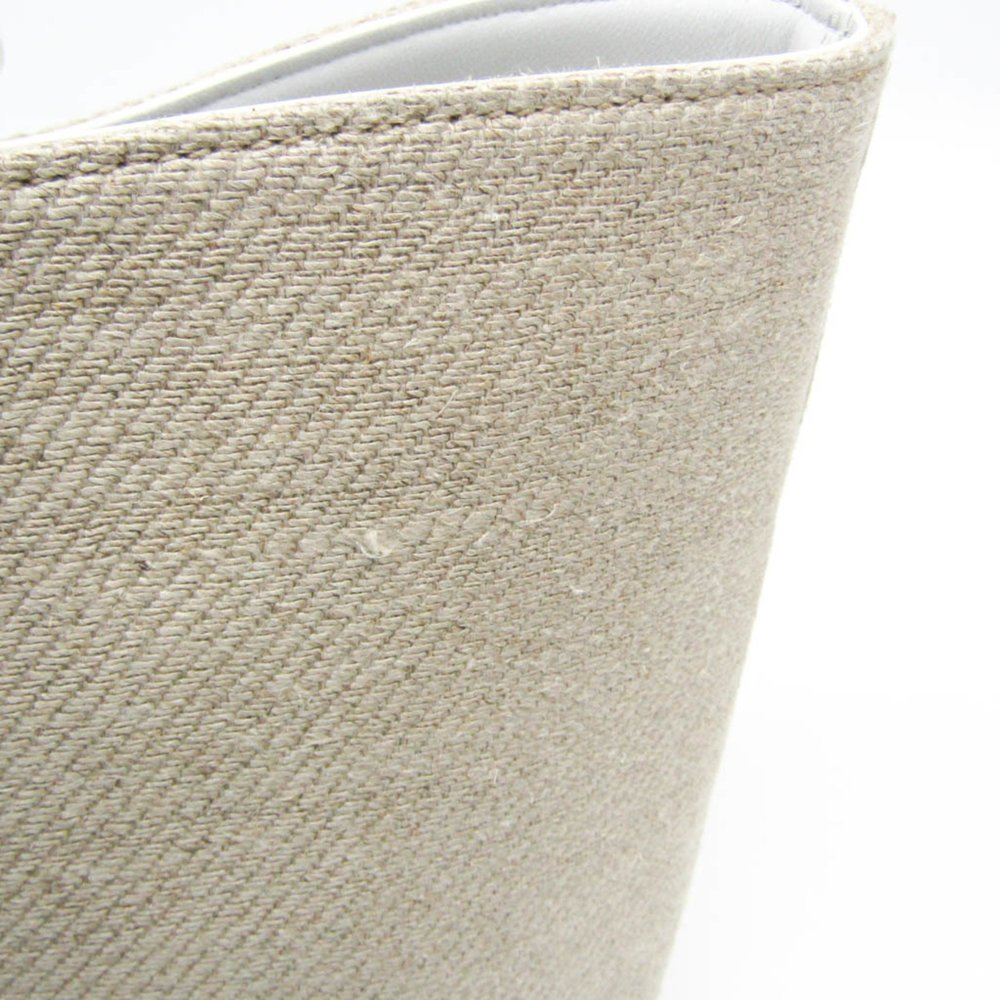 CHLOE MARCIE Beige White Leather Linen Tote Bag CHC23US651J9920H - Picture 8 of 11